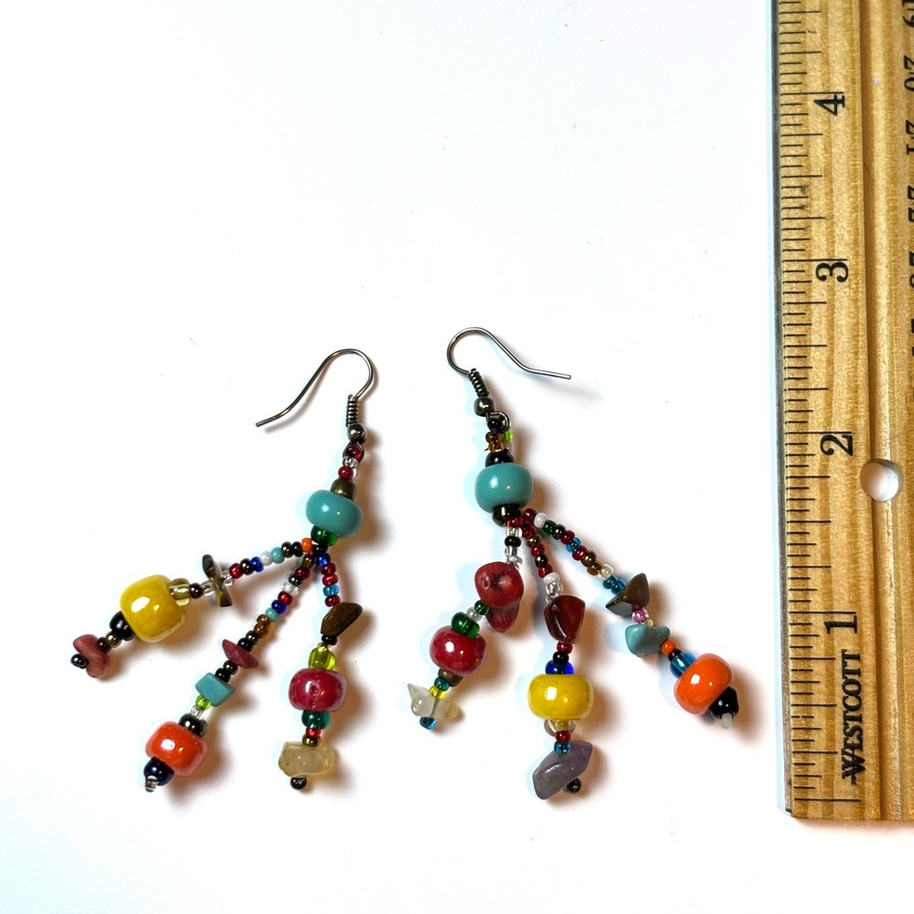 EUC Artisan Made Glass Bead Dangle Earrings, Women’s Earrings, Gift for Wife Art